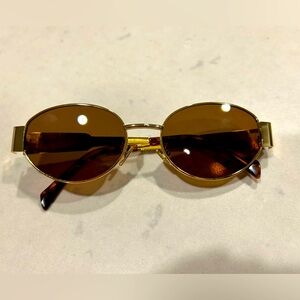 Celine Metal Oval Sunglasses Brown Lens